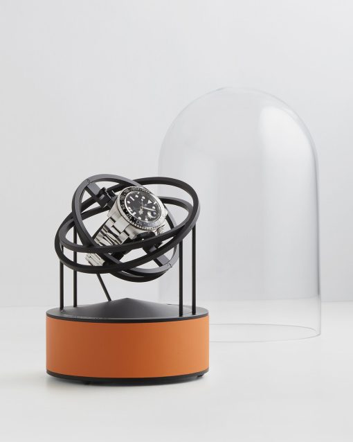 Bernard Favre Planet - Black Rings, Black Base & Orange Leather