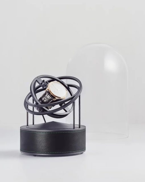 Bernard Favre Planet - Black Rings, Black Base with Black Leather & Green Stitching