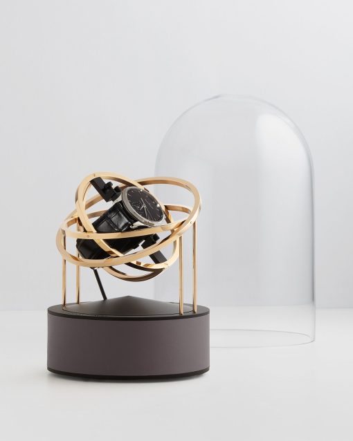 Bernard Favre Planet - Gold Rings, Black Base with Grey Leather