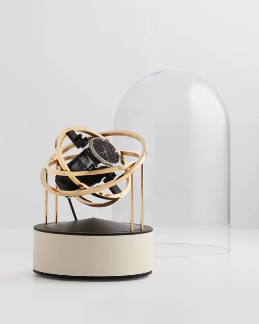 Bernard Favre Planet - Gold Rings, Black Base with Beige Leather