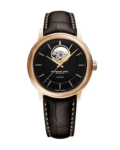 Raymond Weil Maestro Men's Automatic Visible Balance Wheel Brown Leather Watch 40mm - 2227-PC5-20021