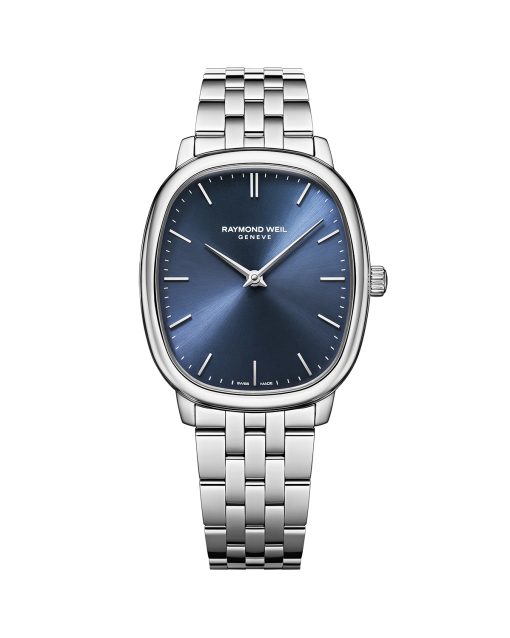 Produktbilde av Raymond Weil Toccata Heritage 38mm med blå urskive på stållenke. Ref. 2280-ST-50001
