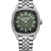 Produktbilde av Raymond Weil Freelancer 34.5mm med grønn urskive på stållenke. Ref. 2490-STS-52051.