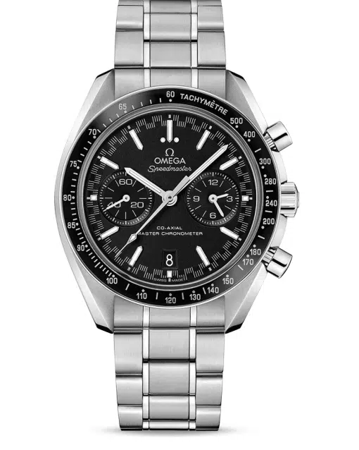 Omega Speedmaster Racing Co‑Axial Master Chronometer Chronograph 44.25 mm med sort tallskive og stållenke. Referanse: 329.30.44.51.01.001