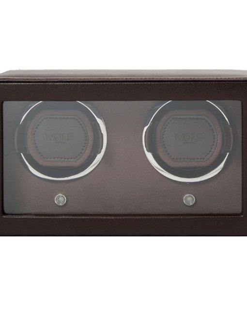 Wolf Cub Double Watch Winder With Cover - Brown - 461206