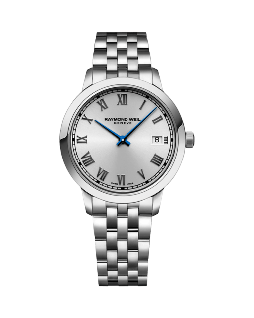 Produktbilde av Raymond Weil Toccata 34mm med sølv urskive på stållenke. Ref. 5385-ST-00659.