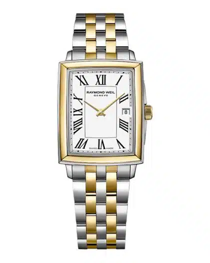 Produktbilde av Raymond Weil Toccata Rectangular 23x35mm med hvit urskive på stållenke. Ref. 5925-STP-00300.