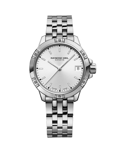 Produktbilde av Raymond Weil Tango Classic Ladies 30mm med sølv urskive på stållenke. Ref. 5960-ST-30041.