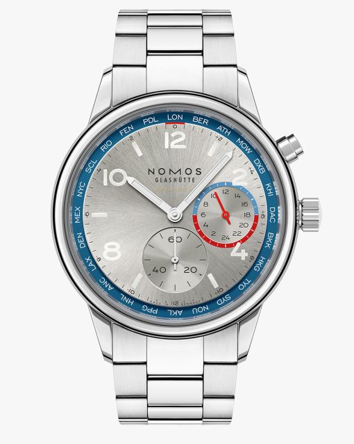 NOMOS Glashütte Club Sport Neomatik Worldtimer Silver