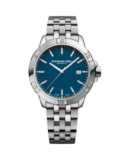 Produktbilde av Raymond Weil Tango Classic Men's Quartz 41mm med blå urskive på stållenke. Ref. 8160-ST-50041.