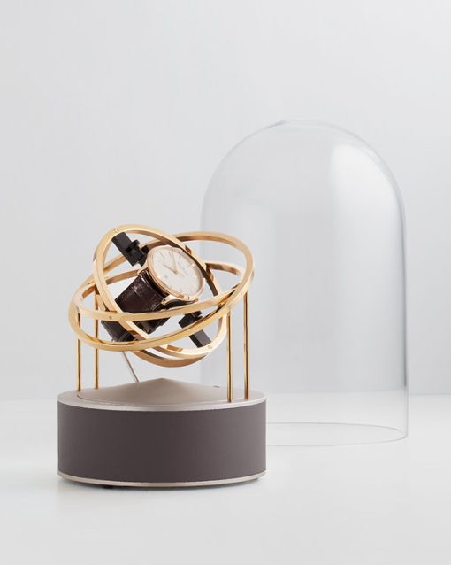 Bernard Favre Planet - Gold Rings, Silver Base with Grey Leather