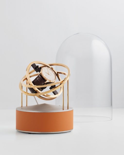 Bernard Favre Planet - Gold Rings, Silver Base & Orange Leather