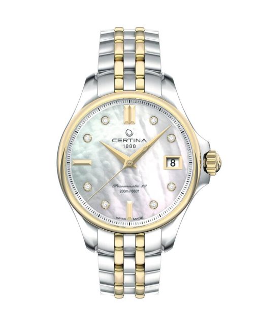 Produktbilde av Certina DS Action Diamonds 34.5mm med perlemor urskive og stållenke. Ref. C032.207.22.116.00.