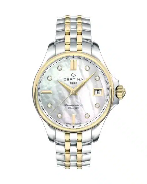 Produktbilde av Certina DS Action Diamonds 34.5mm med perlemor urskive og stållenke. Ref. C032.207.22.116.00.