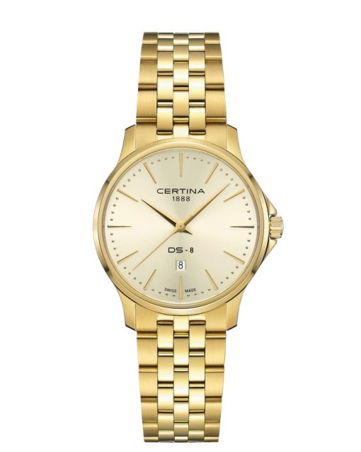 Produktbilde av Certina DS-8 Lady 31mm med champagne urskive på stållenke. Ref. C045.010.33.361.00.