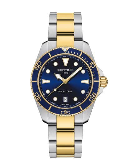 Produktbilde av Certina DS Action 40mm med blå urskive og stållenke. Ref. C048.410.22.041.00.