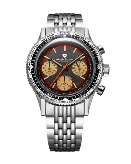 Nivada Grenchen Chronoking Mechaquartz Racing Black Amber