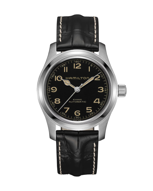 Produktbilde av Hamilton Khaki Field Murph 42MM med sort urskive på skinnrem. Ref. H70605731.