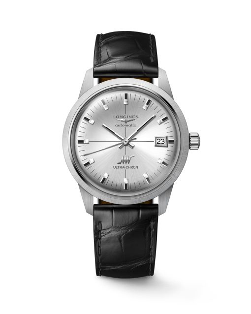 Produktbilde av Longines Ultra-Chron Classic 37mm med sølv urskive på skinnrem. Ref. L2.537.4.72.2.