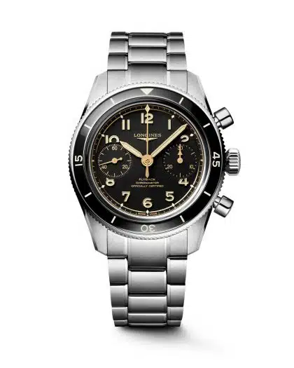 Produktbilde av Longines Spirit Pilot Flyback 40mm med sort urskive på stållenke. Ref. L3.721.4.53.6.