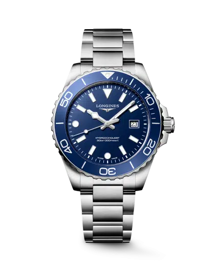 Longines HydroConquest Quartz 42mm Ref. L3.769.4.96.6. Blue dial on Steel.