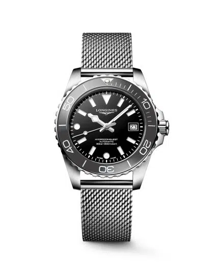 Longines HydroConquest 39MM with black dial and grey bezel - L3.779.4.70.6