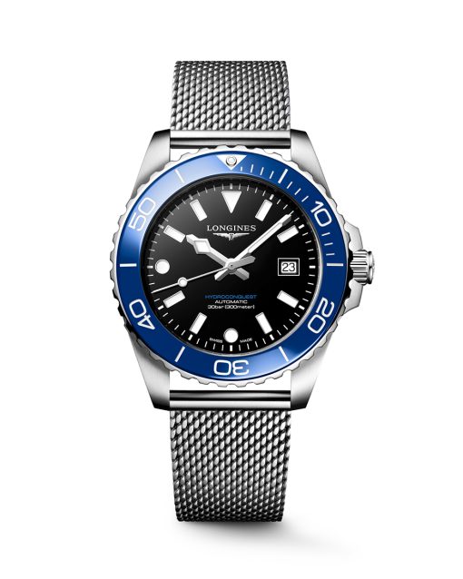 Longines HydroConquest 42MM, sort tallskiv, blå bezel - L3.788.4.90.6