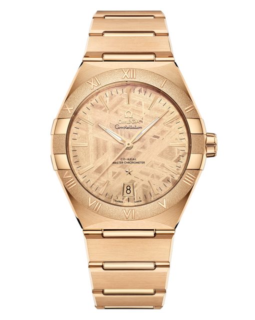 Produktbilde av Omega Constellation Moonshine™ Gold 41mm med gullfarget urskive på gull lenke. Ref. O13150412199001.