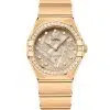 Produktbilde av Omega Constellation Yellow Gold 28mm med gullfarget urskive på gult gull lenke. Ref. O13155286099006.