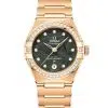 Produktbilde av Omega Constellation Yellow Gold 29mm med grønn urskive på gullenke. Ref. O13155292099005.