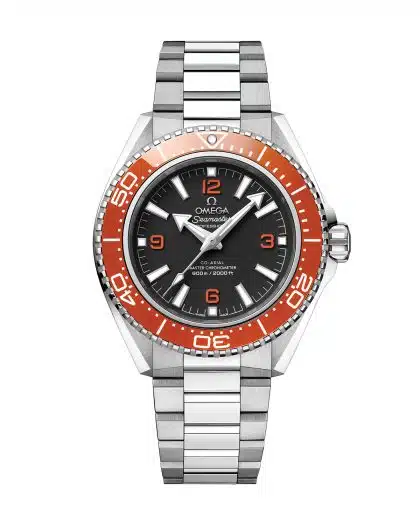 Produktbilde av Omega Planet Ocean 600M 42mm med sort urskive på stållenke. Ref. O21730422101003