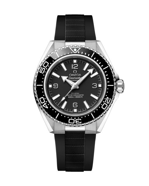 Produktbilde av Omega Planet Ocean 600M 42mm med sort urskive på sort gummirem. Ref. O21732422101001