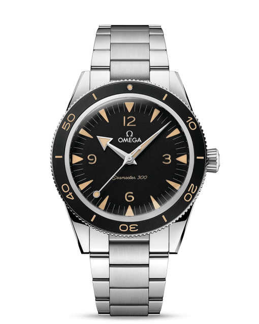 Produktbilde av Omega Seamaster 300 Co-Axial Master Chronometer 41mm. Lenke i stål med sort skive. Ref. 234.30.41.21.01.001