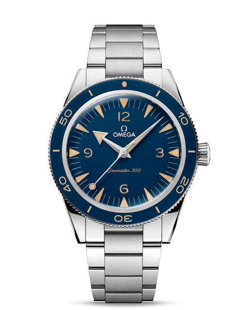 Produktbilde av Omega Seamaster 300 Co-Axial Master Chronometer 41mm med blå skive og stållenke . Ref. 234.30.41.21.03.001