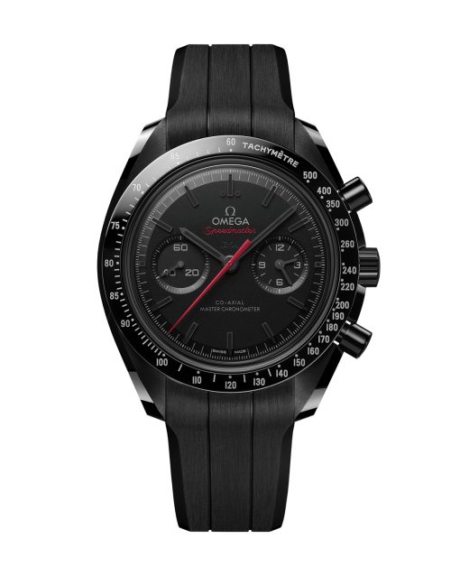 Produktbilde av Omega Speedmaster Dark Side of the Moon 44mm med sort urskive på gummirem. Ref. O31092445101001.