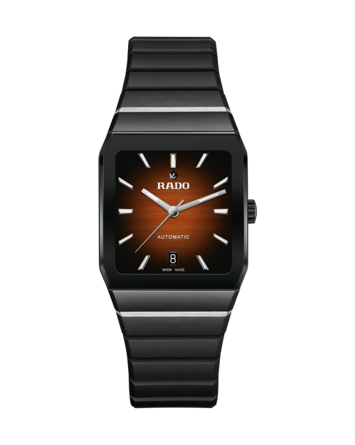 Produktbilde av Rado Anatom Automatic 32.5MM med oransje urskive på gummirem. Ref. R10202309.