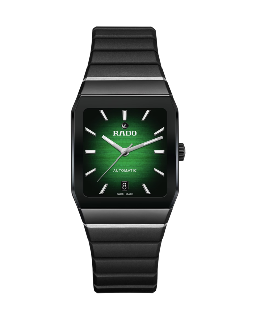 Produktbilde av Rado Anatom Automatic 32.5MM med grønn urskive på gummirem. Ref. R10202319.