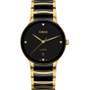 Produktbilde av Rado Centrix Diamonds 39.5MM med sort urskive på stål og keramikk lenke. Ref. R30022712.