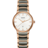 Produktbilde av Rado Centrix 30.5MM med hvit urskive på stål og keramikk lenke. Ref. R30024012.