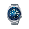 Produktbilde av Seiko Prospex «Great Blue» Turtle Scuba PADI med blå urskive og stållenke. Ref. srpk01k1.