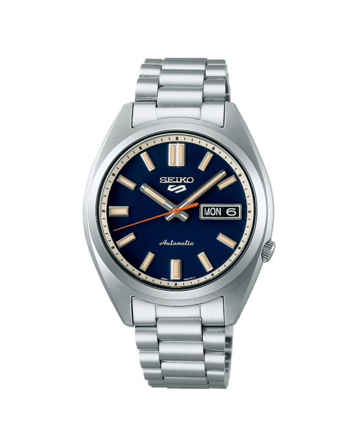 Produktbilde av Seiko 5 Sports SNXS Series 37.4mm med blå urskive på stållenke. Referanse. SRPK87K1.