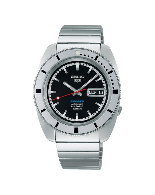 Produktbilde av Seiko 5 Sports SKX Series Heritage Design Limited Edition med sort urskive på stållenke. Ref. SRPL05K1.