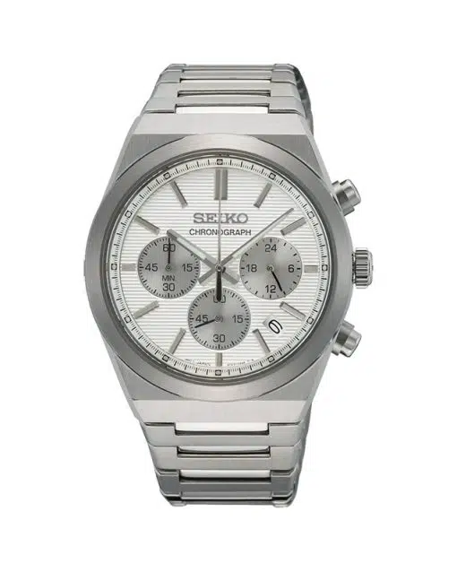 Produktbilde av Seiko Conceptual Chronograph 40mm med hvit urskive på stållenke. Ref. SSB451P1.