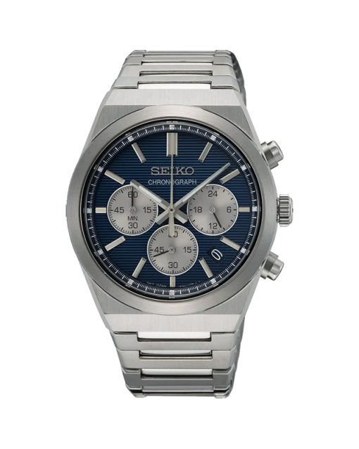 Produktbilde av Seiko Conceptual Chronograph 40mm med blå urskive på stållenke. Ref. SSB453P1.