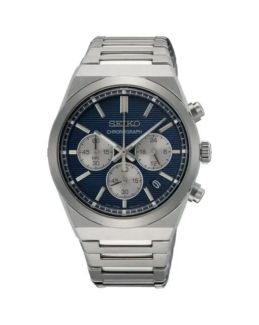 Produktbilde av Seiko Conceptual Chronograph 40mm med blå urskive på stållenke. Ref. SSB453P1.