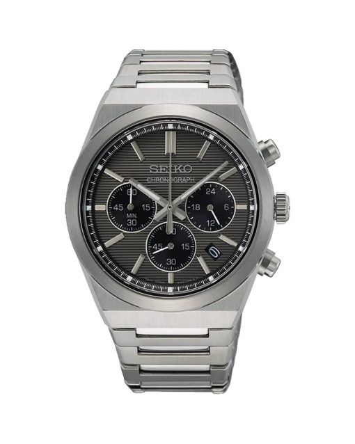 Produktbilde av Seiko Conceptual Chronograph 40mm med grå urskive på stållenke. Ref. SSB455P1.