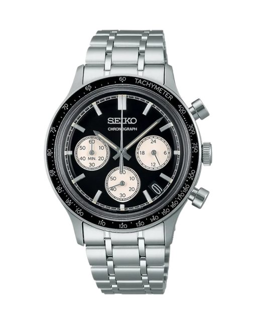 Produktbilde av Seiko Conceptual Chronograph 39mm med sort urskive på stållenke. Ref. SSB479P1.