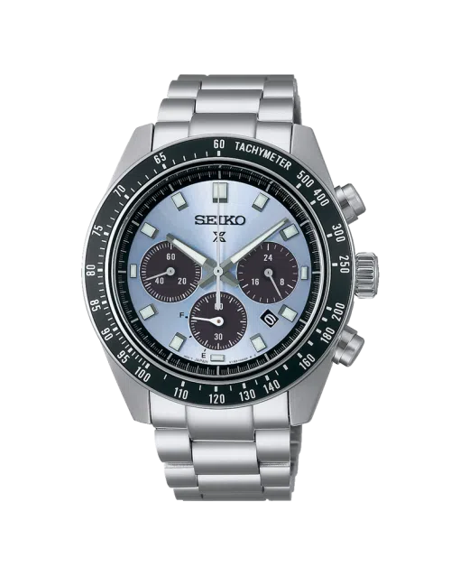 Produktbilde av Seiko Prospex Speedtimer ´Crystal Trophy´ 41.4mm med blå urskive på stållenke. Ref. SSC935P1.