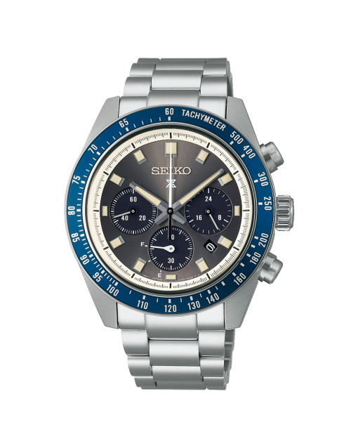 Produktbilde av Seiko Prospex Speedtimer 41mm med grå urskive på stållenke. Ref. SSC939P1.