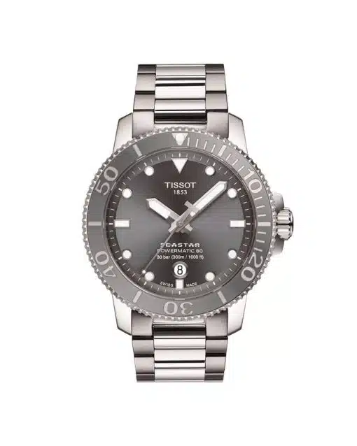 Produktbilde av Tissot Seastar 1000 Powermatic 80 me grå urskive og lenke. Ref. T120.407.11.081.01.